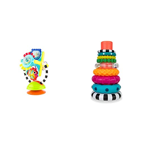 Image of Sassy Fishy Fascination Station 2-in-1 Suction Cup High Chair Toy and Sassy Stacks of Circles Stacking Ring STEM Learning Toy (9 Piece Set)