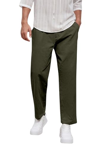 Image of Aahwan Khaki Solid Men's Regular Fit Cotton Slant Pocket Straight Leg Pants