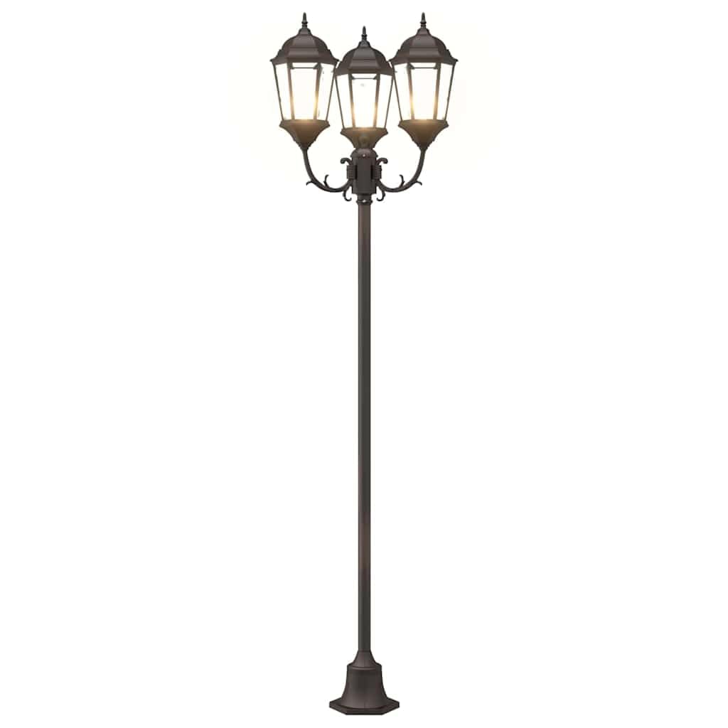 Vintage Gartenlicht aus Aluminium und Glas für Außenbereich, 57 x 49 x 241 cm, robuste Wegeleuchte mit smarter Beleuchtung für Wege und Einfahrten, wetterfestes Design