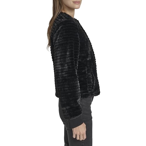 Andrew Marc Women's Zip Front Collarless Faux Fur Jacket3