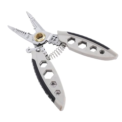Alicates Pelacables de 7 Pulgadas, Herramienta Manual de Acero Cr V para Cortar, Pelar, Engarzar, Llave de Sujeción de 6-13 Mm, Bucle de Alambre de 0,8-2,6 Mm, con Antideslizante
