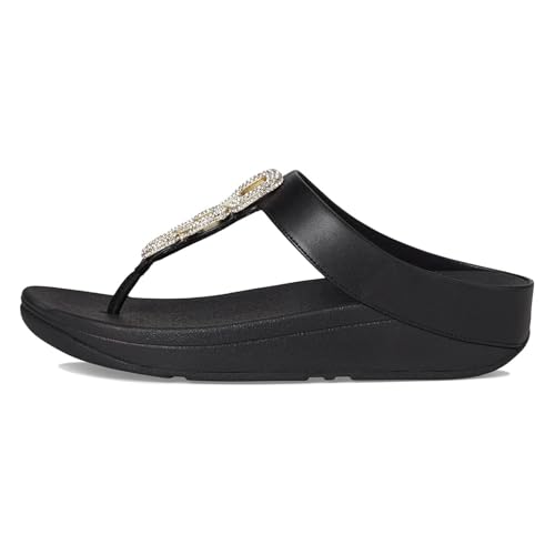 Image of FitFlop Women's Fino Crystal-Chain Leather Toe-Post Sandal