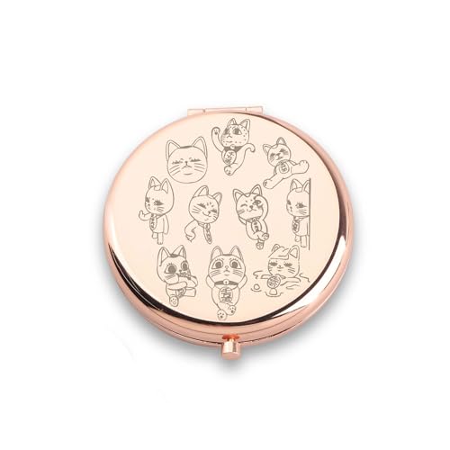 Espejo de Maquillaje Redondo con Diseño de Gato WUSUANED