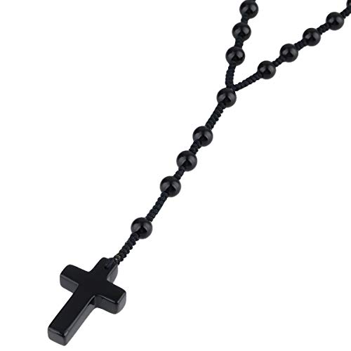 Nupuyai Natural Gemstone Cross Stone Pendant Necklace Amulet Healing Crystal Beads Long Braided Necklace for Women Men2