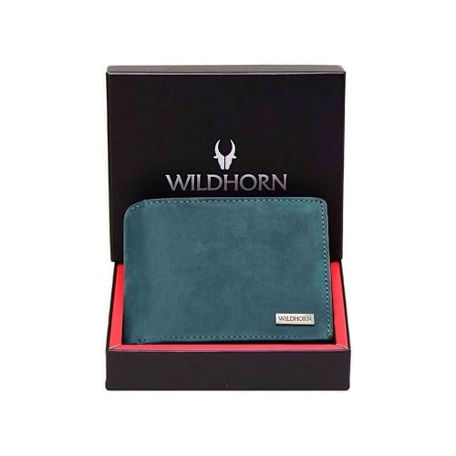Image of WildHorn Rfid Protected Leather Wallet For Men, Blue Hunter