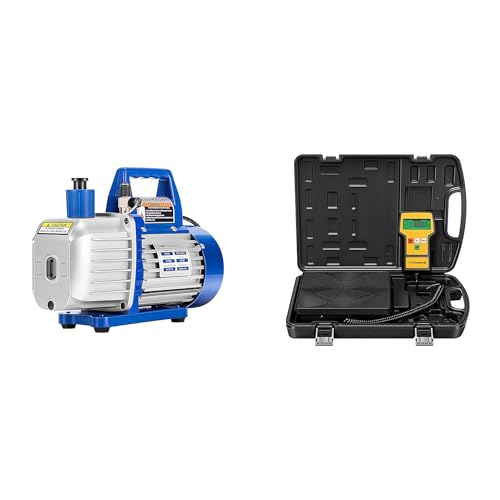 VIVOHOME 110V 1/2 HP 5 CFM Bomba de Vacío Rotativa de Paleta de Doble Etapa para HVAC con Balanza Electrónica Digital de Precisión para Carga de Refrigerante de 110 LB con Estuche