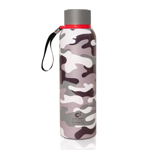 Image of CLAY CRAFT VACBOTT Everest Military Edition Double Wall|18 Hours Hot and 24 Hours|Cold Water Bottle Vacuum Insulated Flask Bottle 700ml, 1 Year Limited Warranty|Leak Proof|BIS Certified|Made in India