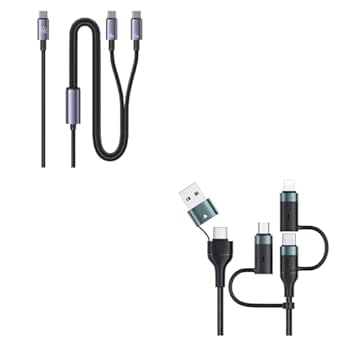 Amazon.com: USAMS 2-in-1 USB C 72W Fast Charging Cable+4FT PD 60W USB C ...