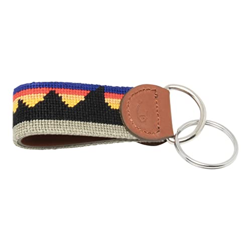 Image of Leather Hand-Stitched Needlepoint Key Fob or Key Chain
