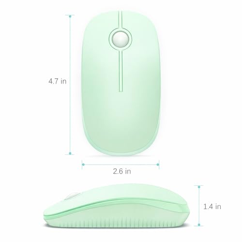 Image of VssoPlor Wireless Mouse, 2.4G Slim Portable Computer Laptop Mouse with Nano Receiver Quiet Silent Optical Mice for Notebook, PC, Laptop, Computer-Light Green
