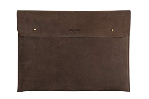 HOLZRICHTER Berlin - Laptop Sleeve 15” (No 3-5), Leder Schutz-Hülle für MacBook Air & Pro, Ultrabook, Laptop Bag 29x40x2cm, Echtleder Laptop Case, Schokoladenbraun