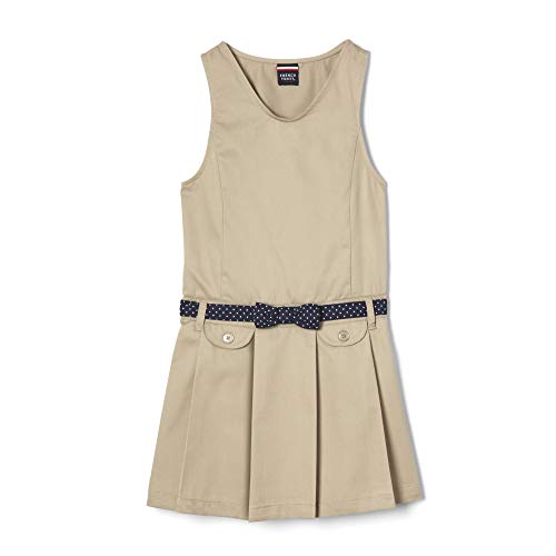French Toast Girls' Belted Jumper, khaki, 5,Little Girls