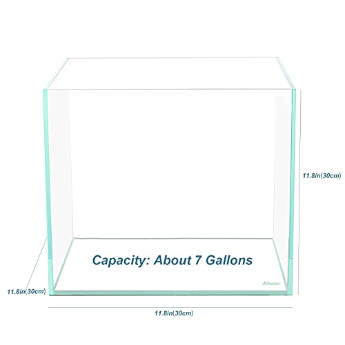 Image of Allcolor Artisan Grade Ultra Clear Rimless Aquarium Tank (7Gal) | Low Iron Glass Fish Tank for Professional Aquascaping and Planted Layouts, 6-60 Gallons (7Gal - Top Glass Canopy)