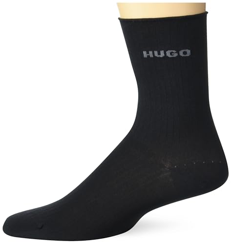 HUGO Men's 2-Pack Fine Ribbed Quarter Length Socks