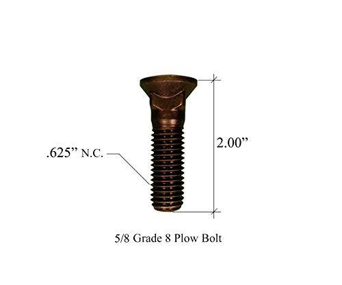 20 -Plow Bolt, Nut, washer Blades/Cutting Edge, 5/8-11x2 - Grade 8, Dome Head