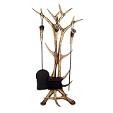 Wowser Rustic Antler Fireplace Tool Stand, Freestanding 3 Piece Set, 31 Inches