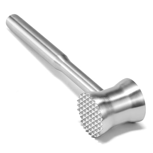 Aihomo 304 Stainless Steel Meat Tenderizer Mallet, Dual Side Meat Hammer Chicken Pounder, Heavy Duty Meat Beater for Steak and Beef, Meat Pounder Kitchen Cooking Mallet Dishwasher Safe
