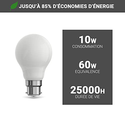 Xanlite PACK2EB806G Lot De 2 A60 Culot B22-Ampoules Baïonnette Angle D'Éclairage 180 10W Équivalant 60W LED B22 806 LM-Ampoule Baionnette Lumière Chaud-PACK2EB806G 0 W Blanc Chaud – vue 7