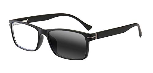 Transition Photochromic Mens Rectangular Rectangle Nerd Geek Reading Glasses UV400 Sunglasses