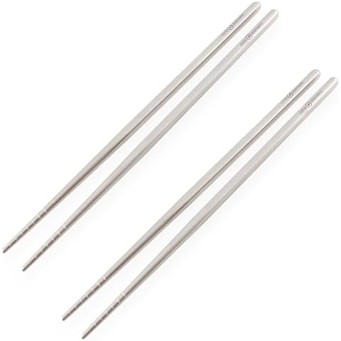 Core Element Titanium Chopsticks 9" Square Handle Grooved Rounded Tip Lightweight Eco-Friendly Durable Survival Utensil Tool Perfect for Camping, Home, Travel (Pack of 2 Pairs) Cover