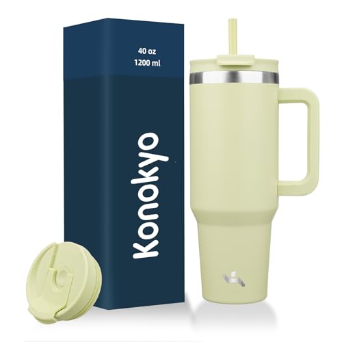 Image of Konokyo 40 oz Insulated Tumbler Water Bottle with Handle, Straw Lid