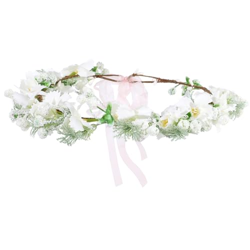 AWAYTR Leaf Flower Crown Garland Headpiece - Hair Floral Wreath Adjustable Flower Headbands for Bridal Wedding Festival Party Flower Leaves Crown