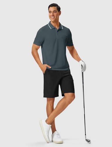 Image of Rdruko Men's Polo Shirts Short Sleeve Quick Dry Outdoor Golf Sports Shirts with Pocket
