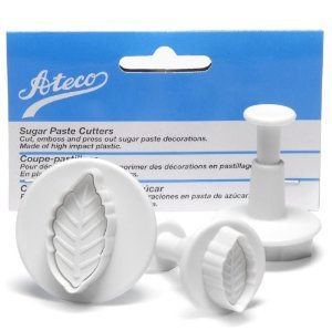 Ateco Set Of 3 Sugar Paste Narrow Leaf Cutters, Blue,White #TOP24