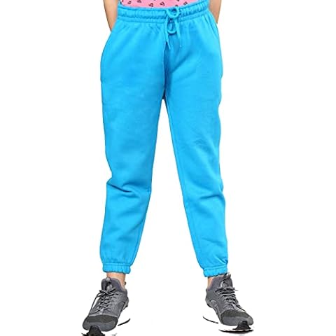 NY Deluxe Edition Boys Girls Unisex Cuffed Waist Track Jogging Bottom Trouser Oversized 90s Baggy Style Trouser UK 7-13 Years (Turquoise Blue, 9/10) Cover