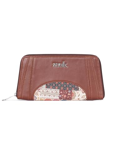 Image of ZOUK Arika Zipper Wallet for Women | Card Holder Wallet with 10 Card Slots, Coin Pouch & Cash Compartments | Purse for Women Stylish | Fits Phones up to 6.7 inch | Kutch Gamthi