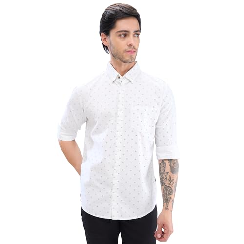 Image of Spykar Men's Slim Fit N /A Full Sleeve Printed Casual Shirts