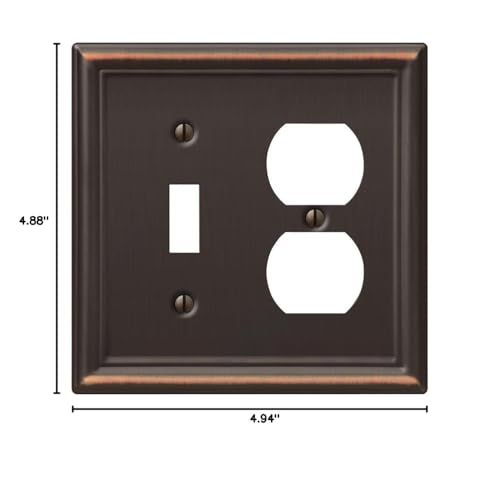 Image of Amerelle 149TDDB Chelsea Wallplate, 1 Toggle / 1 Duplex, Steel, Aged Bronze, 1-Pack