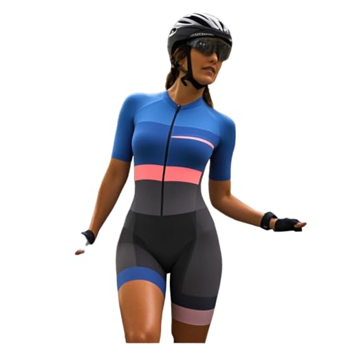 Traje de triatlón de una pieza para mujer, traje de ciclismo de manga larga, overol de ciclismo para mujer, talla XS a 3XL, 2, S