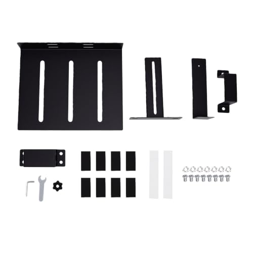 Soporte para PC bajo el escritorio, ajustable sin perforación para patas de tubo cuadrado, soporte robusto de acero para CPU con capacidad de carga de 20 kg y abrazadera antivibración para soporte de computadora en oficina en casa miniatura 5