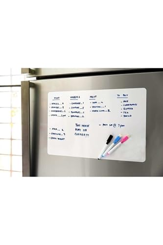 Magnetli Kalemli Buzdolabı Notluk 50X60 Cm, Magnet Planlayıcı Buzdolabı Not Panosu + 2 Kalem