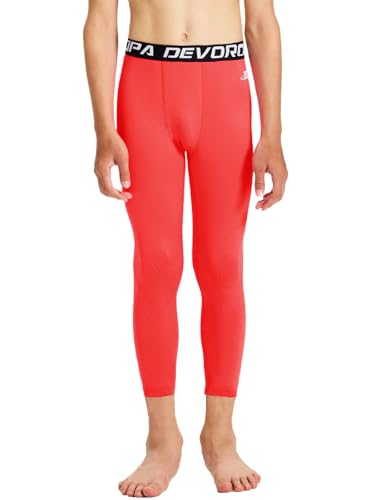 Image of DEVOROPA Boys Leggings Youth Compression Pants Sports Tights Basketball Football Baseball Soccer Baselayer Slim /Regular /Husky