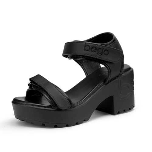 bego Women's Heeled Sandals Pineapple Leather Women Open Toe Lug Sole Platform Fashion Block Heels Vegan Sandals2