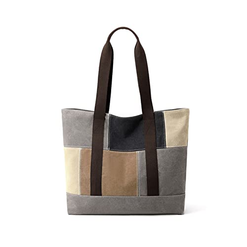 Image of CORIOS Women's Canvas Handbag Casual Shoulder Bag Patchwork Tote Bag