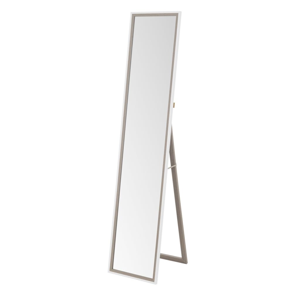 LOLAhome Espejo De Pie Cuerpo Entero Blanco Y Gris | Espejo Grande Suelo Habitación Dormitorio o Vestidor 154 Cm | Espejo Decorativo con Marco De Madera