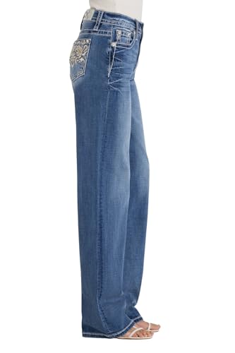Miss Me Women's Paisley Bloom High Rise Slim Wide Jeans3