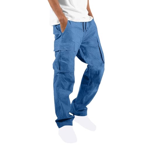 Men’s Cargo Pants Plus Size Drawstring Elastic Waist Fall Winter Work Pants Casual Comfy Trousers with Multi Pockets2