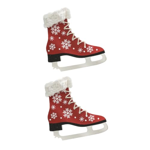 BRIGHTFUFU Christmas Ornament Heart-Shaped Wooden Skates for Tree Decor Bulk Pack