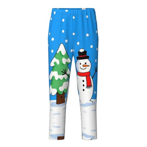 Pajama Pants Pajama Bottoms with Elastic Waistband Sleepwear Lounge Pants, Winter Snowman Tree