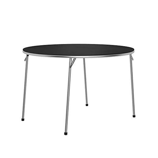 COSCO Stylaire Folding Table, 44" Round, Black & Chrome