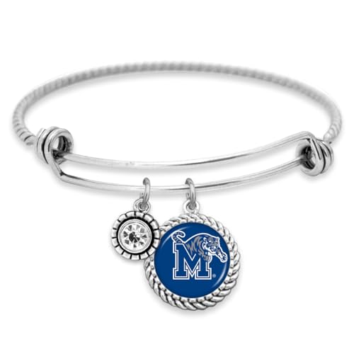 From the Heart Memphis Tigers Olivia Bracelet Silver Twisted Wire Jewelry Gift, Standard
