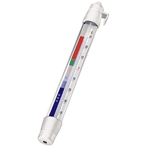 Hama Xavax Thermomètre analogique pour réfrigérateur, freezer ou congélateur (à suspendre au réfrigérateur, congélateur, cave à vin, minibar, minimum -40 degrés, maximum 30 degrés, format stylo) Blanc