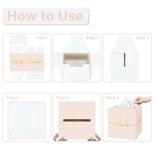 Image of 1 Pack Blush Pink and Gold Foil Card Box for Party, 8.7 inch Blush Pink Gift Card Box for Birthday, Wedding, Baby Shower, Retirement, Anniversary, Graduation, Raffle Ticket, Party