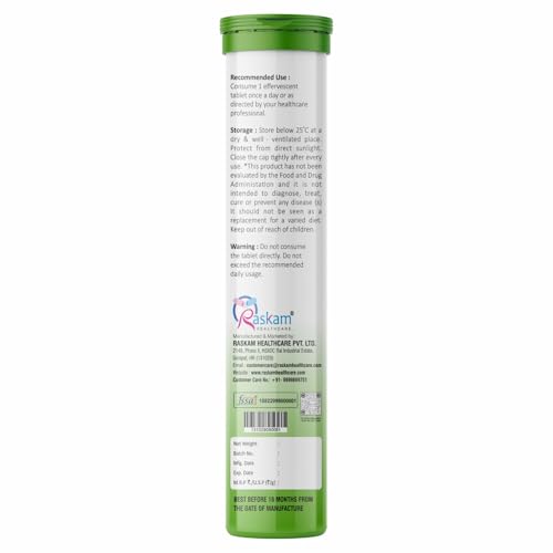 Raskam ACV Moringa Effervescent Tablets | Fizz 15 Tablets in Green Apple Flavor, 500mg| Natural Energy & Immunity Booster with Antioxidants to Control Cravings (Pack of 1)