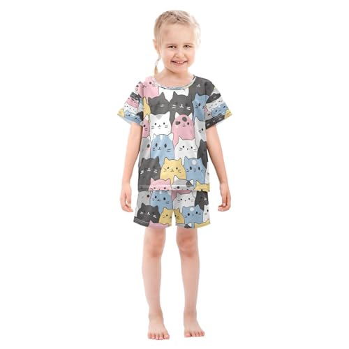 Short Sleeve Pajamas Sets Summer Cotton Sleepwear Cats in The Style Of Sanrio3
