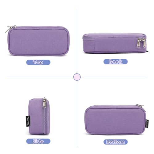 Image of FlowFly Large Capacity Pencil Case for Kids, Boys & Girls - Zippered Multi-Functional Pen Pouch, Soft & Portable Pencil Bag for School, Teens, Students, Purple